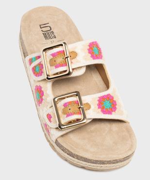 Mules double bride en textile à motifs fleuris avec semelle plateforme femme - 5 Miles vue5 - 5 MILES - GEMO
