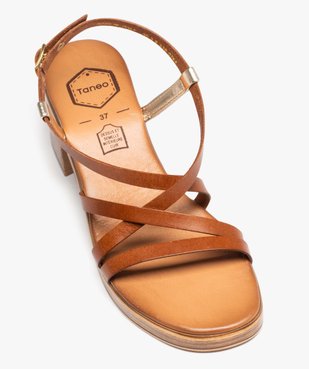 Sandales femme en cuir à talon carré et à fines brides - Taneo vue5 - TANEO - GEMO