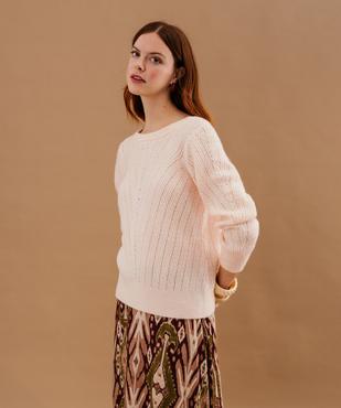 Gilet en maille ajourée à col V femme vue2 - GEMO(FEMME PAP) - GEMO