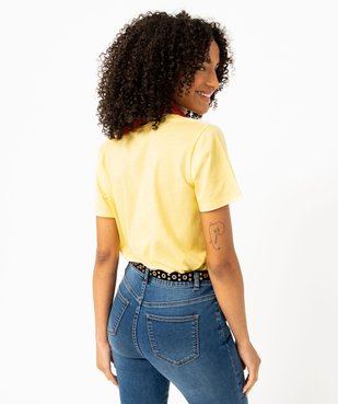 Tee-shirt femme à manches courtes avec col V roulotté vue3 - GEMO(FEMME PAP) - GEMO