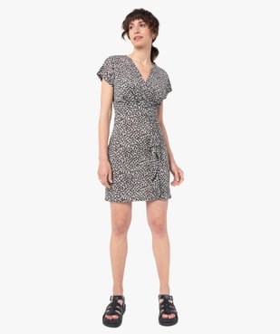 Robe femme imprimée à manches courtes effet drapé vue1 - GEMO(FEMME PAP) - GEMO