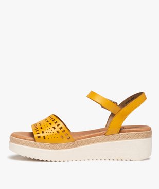 Sandales femme compensées dessus ajouré vue3 - GEMO(URBAIN) - GEMO