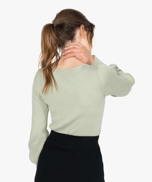 Pull femme en maille côtelée avec grand col carré vue3 - GEMO(FEMME PAP) - GEMO