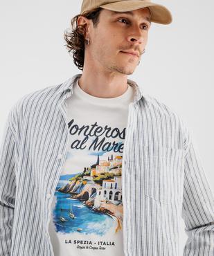 Tee-shirt manches courtes en jersey de coton imprimé homme vue2 - GEMO 4G HOMME - GEMO