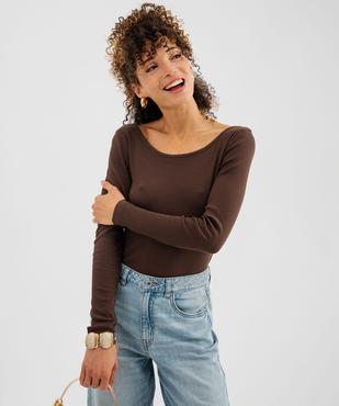 Body à manches longues en maille côtelée femme vue1 - GEMO 4G FEMME - GEMO