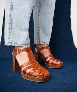 Sandales femme unies à talon haut avec bout fermé vue1 - GEMO(URBAIN) - GEMO