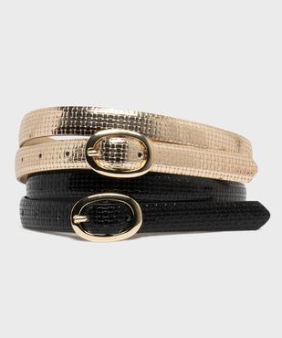 Ceinture fine texturée à boucle ovale dorée femme (lot de 2) vue1 - GEMO (ACCESS) - GEMO