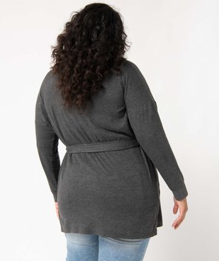 Veste d'intérieur femme grande taille en maille douce avec ceinture à nouer vue3 - GEMO(HOMWR FEM) - GEMO