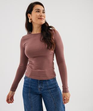 Tee-shirt manches longues extensible en coton et modal mélangés femme vue3 - GEMO(FEMME PAP) - GEMO