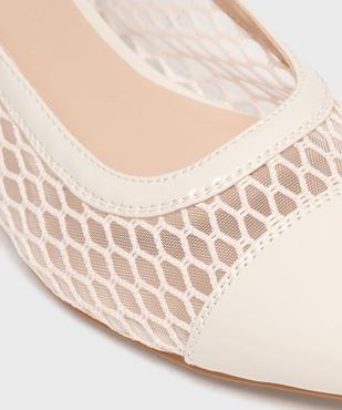 Escarpins slingback en tulle et matière vernie à talon plat femme - Follow Me vue6 - FOLLOW ME - GEMO