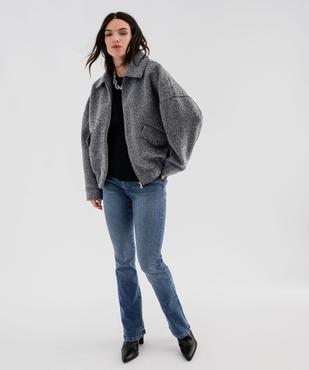 Blouson en maille bouclette chinée femme vue9 - GEMO 4G FEMME - GEMO