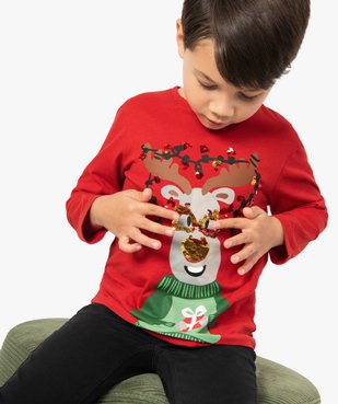 Tee-shirt garçon avec motif Noël en sequins réversibles vue1 - GEMO (ENFANT) - GEMO