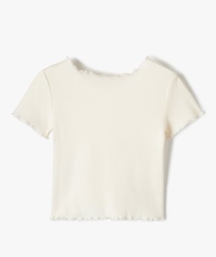 Tee-shirt fille à manches courtes finition roulottée et effet de relief vue3 - GEMO (ENFANT) - GEMO