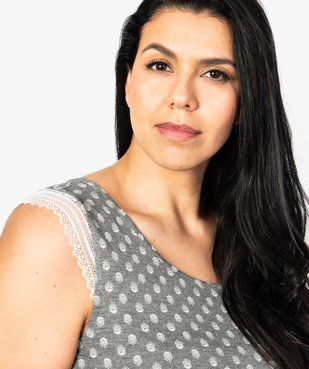 Haut de pyjama femme grande taille à mancherons dentelle vue2 - GEMO(HOMWR FEM) - GEMO