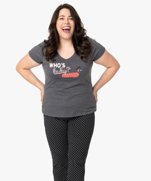 Pyjama femme grande taille avec message humoristique vue1 - GEMO(HOMWR FEM) - GEMO