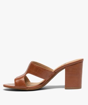 Mules femme unies à talon dessus imitation croco vue3 - Nikesneakers(URBAIN) - Nikesneakers
