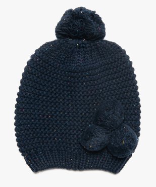 Bonnet fille à pompons et paillettes en polyester recryclé vue1 - GEMO 4G FILLE - GEMO
