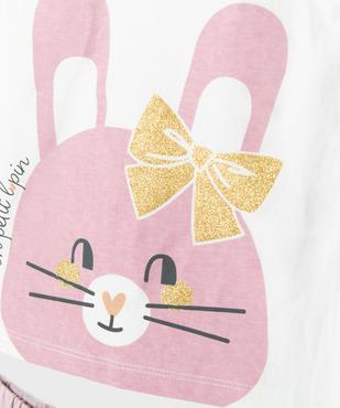 Pyjashort en jersey de coton imprimé et pailleté bébé fille vue2 - GEMO 4G BEBE - GEMO