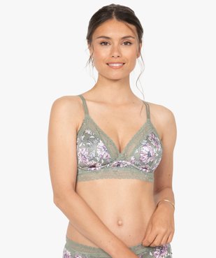Soutien-gorge femme forme triangle à motifs fleuris et dentelle vue1 - GEMO(HOMWR FEM) - GEMO