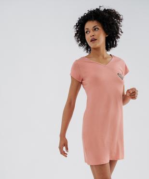 Chemise de nuit à manches courtes et col V femme vue1 - GEMO 4G FEMME - GEMO
