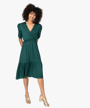 Robe femme à volants avec manches froncées vue1 - GEMO(FEMME PAP) - GEMO