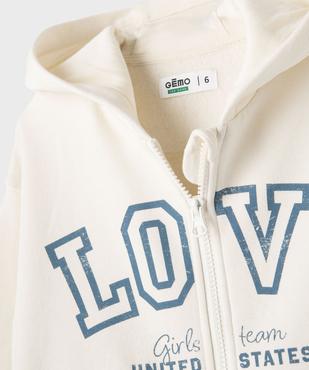 Sweat zippé à capuche avec inscription fille vue4 - GEMO 4G FILLE - GEMO