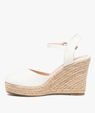 Sandales femme compensées dessus dentelle anglaise vue3 - GEMO(URBAIN) - GEMO