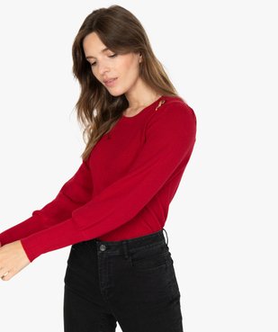 Pull femme avec manches bouffantes et boutons fantaisie vue1 - GEMO(FEMME PAP) - GEMO