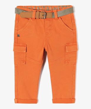 Pantalon bébé garçon cargo avec ceinture chinée - LuluCastagnette vue2 - LULUCASTAGNETTE - GEMO