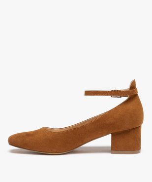 Escarpins femme à talon en suédine fermeture fine bride vue3 - GEMO(URBAIN) - GEMO