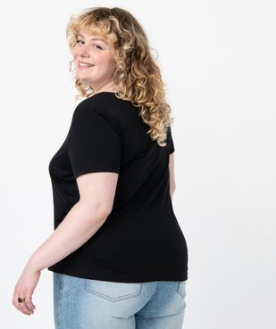 Tee-shirt femme grande taille avec col V fantaisie vue3 - GEMO (G TAILLE) - GEMO