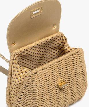 Sac besace compact en paille avec bandoulière chaîne femme vue4 - GEMO (ACCESS) - GEMO