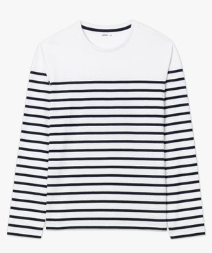 Tee-shirt homme rayé à manches longues et col rond vue4 - GEMO (HOMME) - GEMO