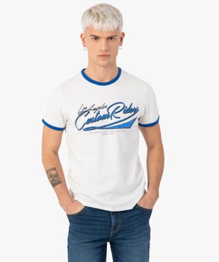 Tee-shirt homme à manches courtes avec finitions contrastantes vue2 - GEMO (HOMME) - GEMO