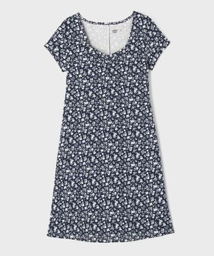 Robe manches courtes en maille fleurie à décolleté fantaisie fille vue1 - GEMO 4G FILLE - GEMO