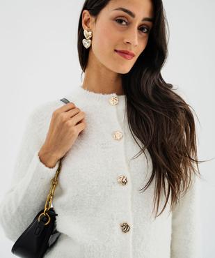 Gilet en maille bouclette avec boutons fantaisie femme  vue2 - GEMO(FEMME PAP) - GEMO