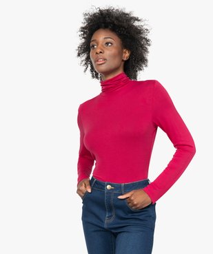 Tee-shirt femme uni avec col roulé et manches longues vue1 - GEMO(URBAIN) - GEMO