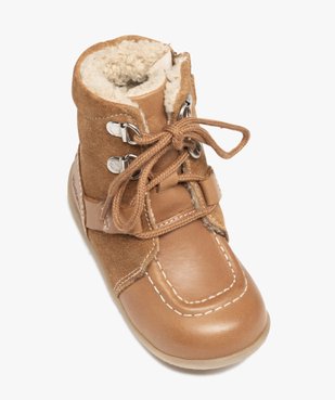 Boots bébé garçon dessus en cuir uni fourrées sherpa - Kickers vue5 - KICKERS - GEMO