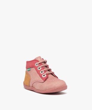 Chaussures premiers pas bébé fille en cuir multicolores - Kickers vue2 - KICKERS - GEMO
