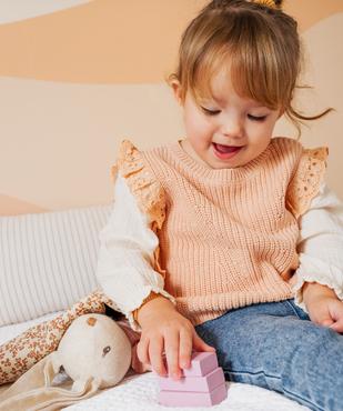 Pull avec manches en gaze de coton bébé fille vue1 - GEMO(BEBE DEBT) - GEMO