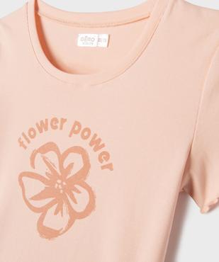 Pyjashort avec tee-shirt à motif et bas rayé fille vue2 - GEMO 4G FILLE - GEMO