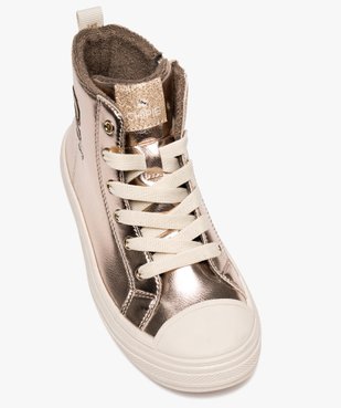Baskets fille montantes en toile effet métallisé à zip et à lacets - Chipie vue5 - CHIPIE - GEMO