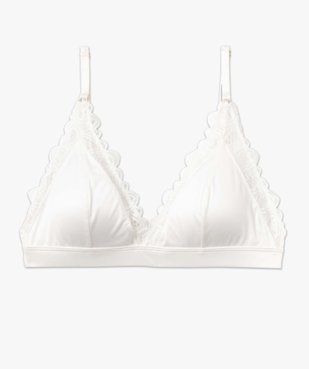 Soutien-gorge triangle en satin et dentelle avec mousses amovibles vue4 - GEMO(HOMWR FEM) - GEMO