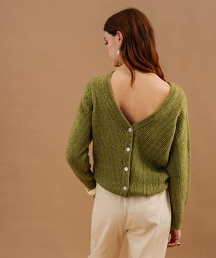 Gilet en maille ajourée à col V femme vue3 - GEMO(FEMME PAP) - GEMO