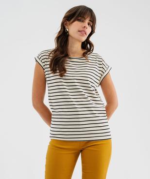 Tee-shirt rayé à manches ultra courtes femme vue1 - GEMO 4G FEMME - GEMO