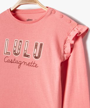 Tee-shirt bébé fille avec inscription en sequins - LuluCastagnette vue2 - LULUCASTAGNETTE - GEMO