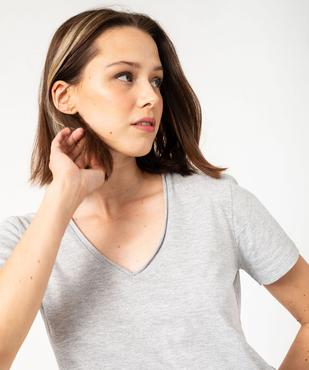 Tee-shirt à manches courtes avec col V roulotté femme vue2 - GEMO(FEMME PAP) - GEMO