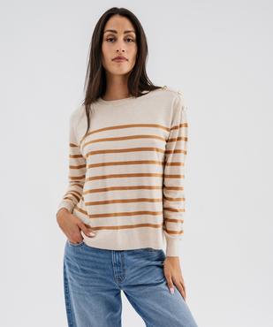 Pull en maille fine avec boutons sur l’épaule femme vue1 - GEMO 4G FEMME - GEMO