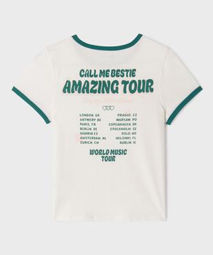 Tee-shirt manches courtes en coton stretch imprimé devant et dos fille  vue3 - GEMO 4G FILLE - GEMO
