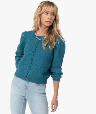 Gilet femme en maille fantaisie à col rond vue1 - GEMO(FEMME PAP) - GEMO